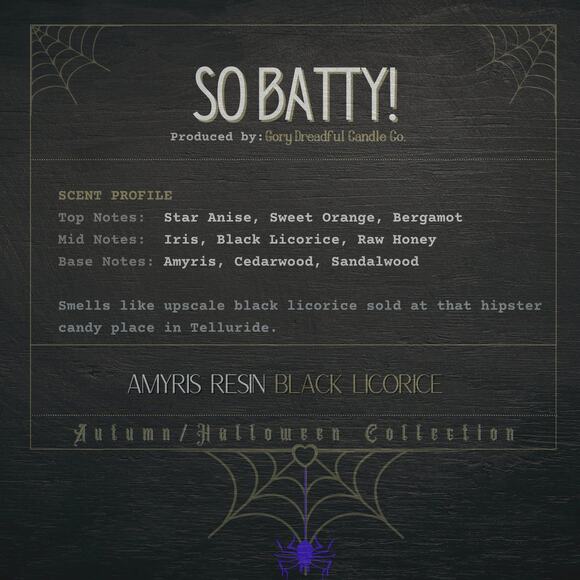 So Batty! Wickless Candle: Amyris Resin Black Licorice Scent - Picture 2 of 8